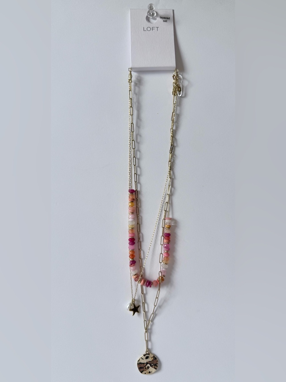 NWT LOFT Starfish Coin Beaded Layered Necklace Set of 2 - Picture 8 of 9